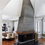 Steel fireplace, oxidized steel, contemporary fireplace